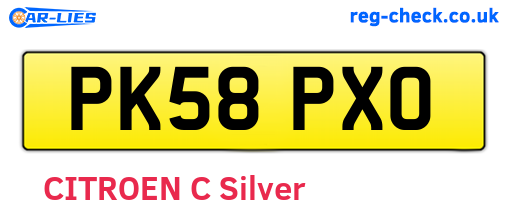 PK58PXO are the vehicle registration plates.