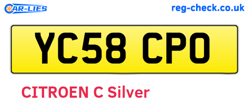 YC58CPO are the vehicle registration plates.