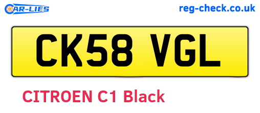 CK58VGL are the vehicle registration plates.