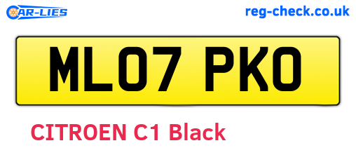 ML07PKO are the vehicle registration plates.