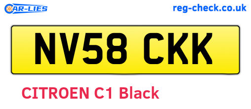 NV58CKK are the vehicle registration plates.