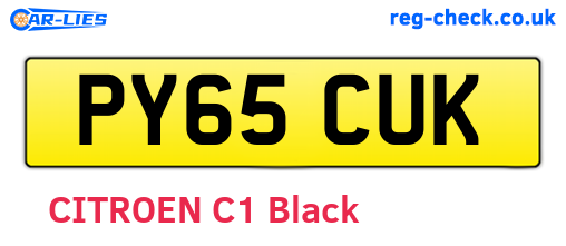 PY65CUK are the vehicle registration plates.