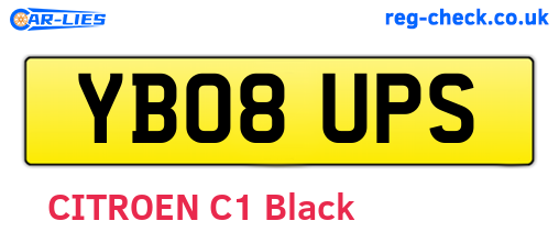 YB08UPS are the vehicle registration plates.