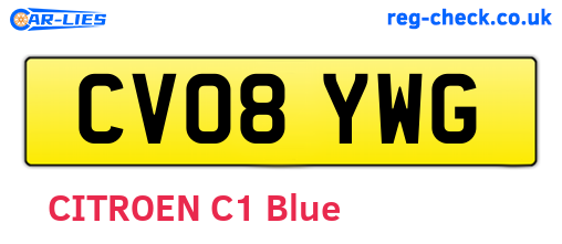 CV08YWG are the vehicle registration plates.