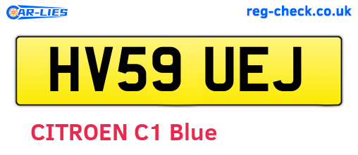 HV59UEJ are the vehicle registration plates.