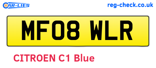 MF08WLR are the vehicle registration plates.