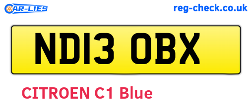 ND13OBX are the vehicle registration plates.
