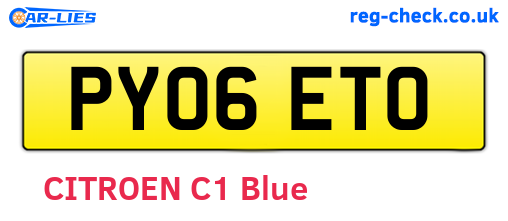 PY06ETO are the vehicle registration plates.