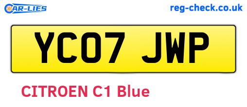 YC07JWP are the vehicle registration plates.