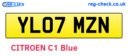 YL07MZN are the vehicle registration plates.