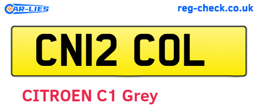 CN12COL are the vehicle registration plates.