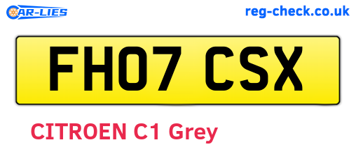 FH07CSX are the vehicle registration plates.
