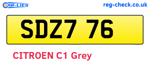 SDZ776 are the vehicle registration plates.