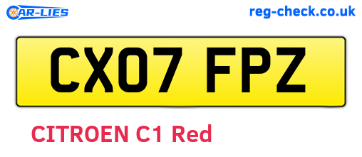 CX07FPZ are the vehicle registration plates.