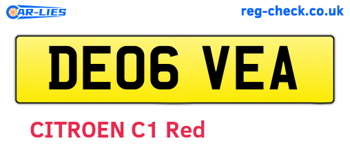 DE06VEA are the vehicle registration plates.