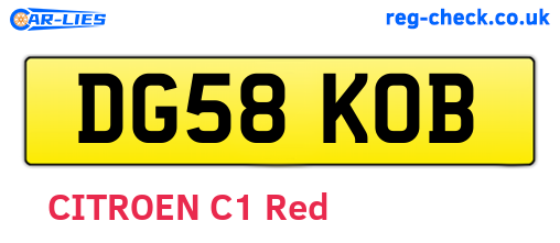 DG58KOB are the vehicle registration plates.