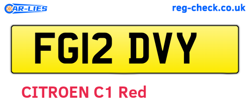 FG12DVY are the vehicle registration plates.