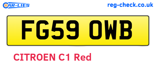 FG59OWB are the vehicle registration plates.