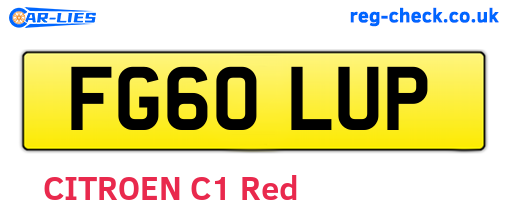 FG60LUP are the vehicle registration plates.