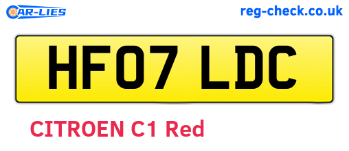 HF07LDC are the vehicle registration plates.