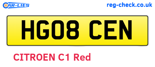 HG08CEN are the vehicle registration plates.