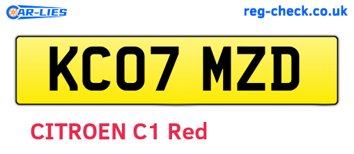 KC07MZD are the vehicle registration plates.