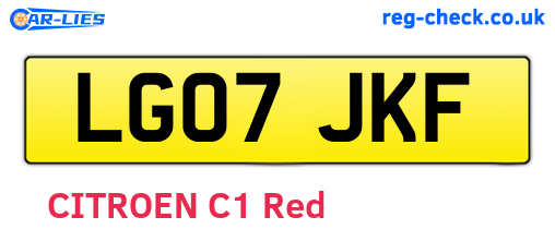 LG07JKF are the vehicle registration plates.