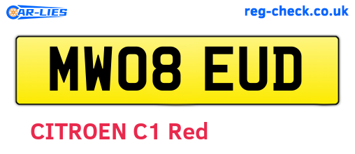 MW08EUD are the vehicle registration plates.