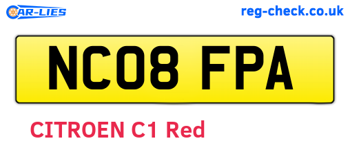 NC08FPA are the vehicle registration plates.