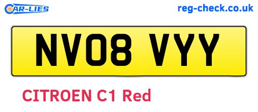 NV08VYY are the vehicle registration plates.