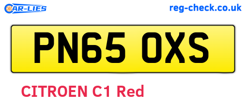 PN65OXS are the vehicle registration plates.