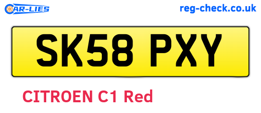 SK58PXY are the vehicle registration plates.