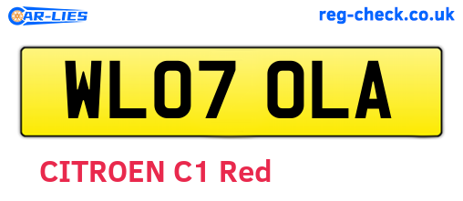 WL07OLA are the vehicle registration plates.