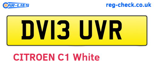 DV13UVR are the vehicle registration plates.