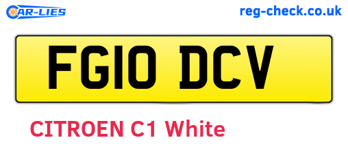 FG10DCV are the vehicle registration plates.