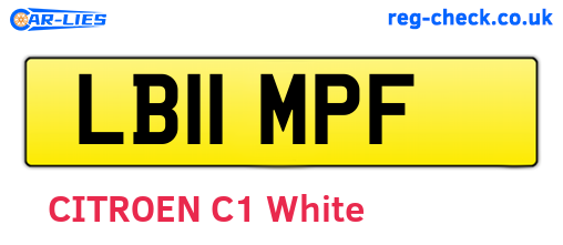 LB11MPF are the vehicle registration plates.