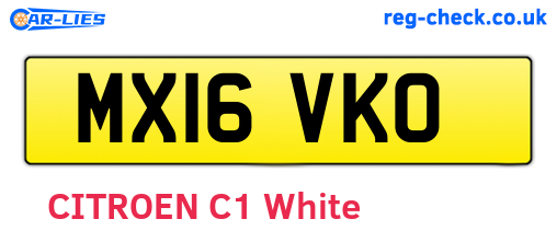 MX16VKO are the vehicle registration plates.
