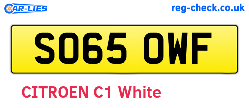 SO65OWF are the vehicle registration plates.