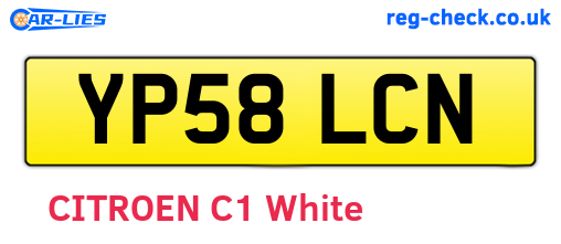 YP58LCN are the vehicle registration plates.