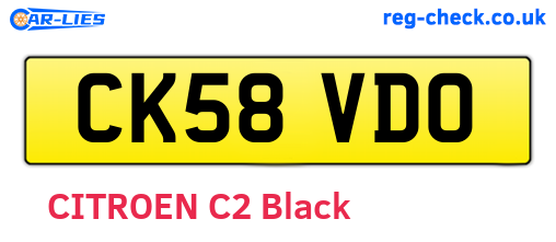 CK58VDO are the vehicle registration plates.