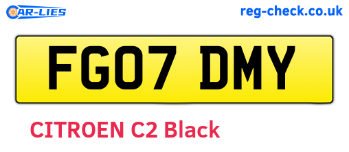 FG07DMY are the vehicle registration plates.