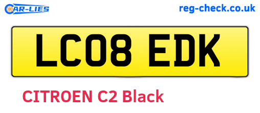 LC08EDK are the vehicle registration plates.