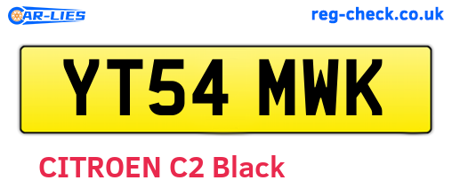 YT54MWK are the vehicle registration plates.