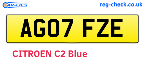 AG07FZE are the vehicle registration plates.