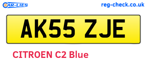 AK55ZJE are the vehicle registration plates.