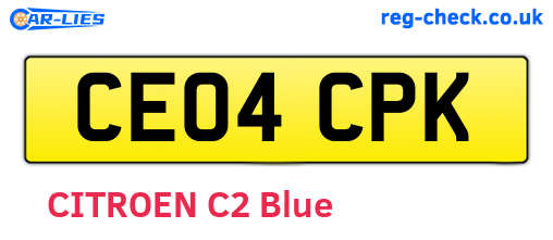 CE04CPK are the vehicle registration plates.