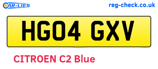 HG04GXV are the vehicle registration plates.