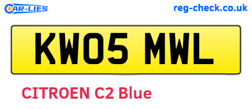 KW05MWL are the vehicle registration plates.