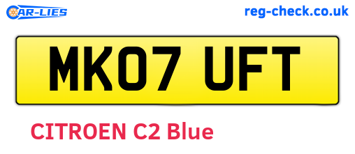 MK07UFT are the vehicle registration plates.