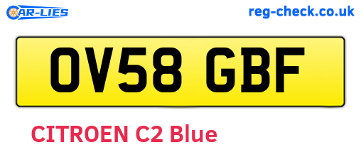 OV58GBF are the vehicle registration plates.